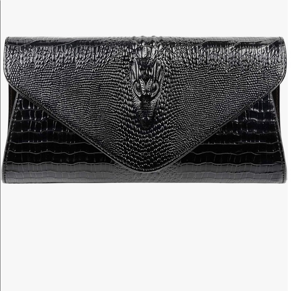 Luxury crocodile pattern genuine leather clutch